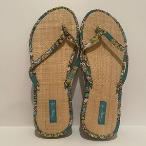 Vera Bradley Straw Large 9 /10 Peacock Sandals Beach Flip Flops Flats Shoes‎